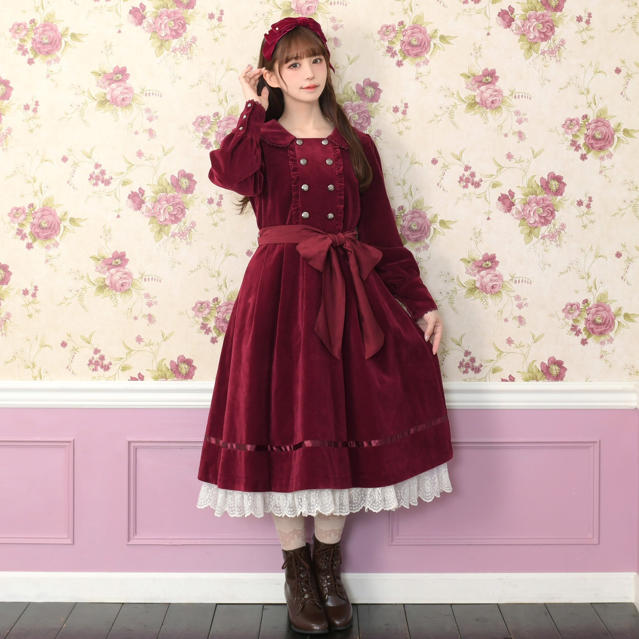メロディバスケット　サンプルピンク コートファー付き　クリーニング済み チェックピンクファーコート | Lilyme selectshop