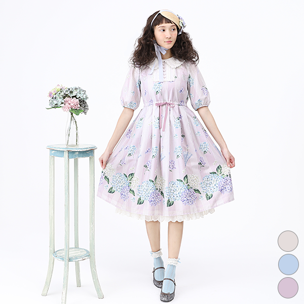 紫陽花のピューリタンカラーワンピース 紫陽花のピューリタンカラーワンピース