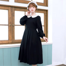画像をギャラリービューアに読み込む, アリスエプロン長袖ミディ丈ワンピース