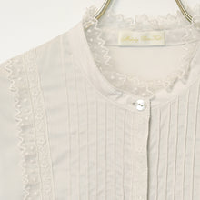 Load image into Gallery viewer, Pintuck and lace back ribbon blouse