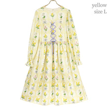 画像をギャラリービューアに読み込む, ミモザとギンガムチェックの編み下げワンピース