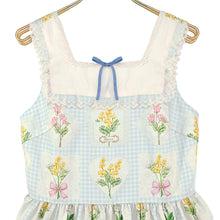 Load image into Gallery viewer, Mimosa and gingham check jumper dress