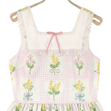 Load image into Gallery viewer, Mimosa and gingham check jumper dress