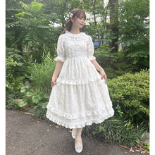 画像をギャラリービューアに読み込む, ラティスブーケ刺繍 レースカラーワンピース