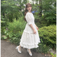 画像をギャラリービューアに読み込む, ラティスブーケ刺繍 レースカラーワンピース