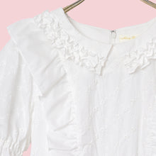 画像をギャラリービューアに読み込む, ラティスブーケ刺繍 フラットカラーワンピース