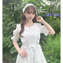 画像をギャラリービューアに読み込む, ラティスブーケ刺繍 フラットカラーワンピース