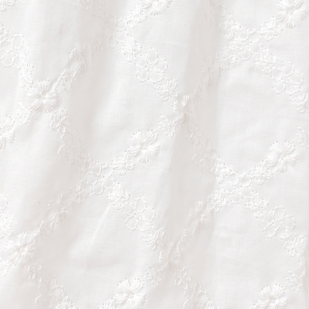 Lattice bouquet embroidery front button jumper dress