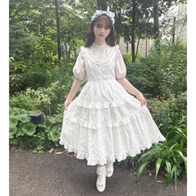 画像をギャラリービューアに読み込む, ラティスブーケ刺繍 フロントボタンジャンパースカート