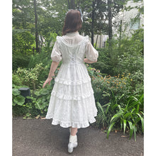 画像をギャラリービューアに読み込む, ラティスブーケ刺繍 フロントボタンジャンパースカート
