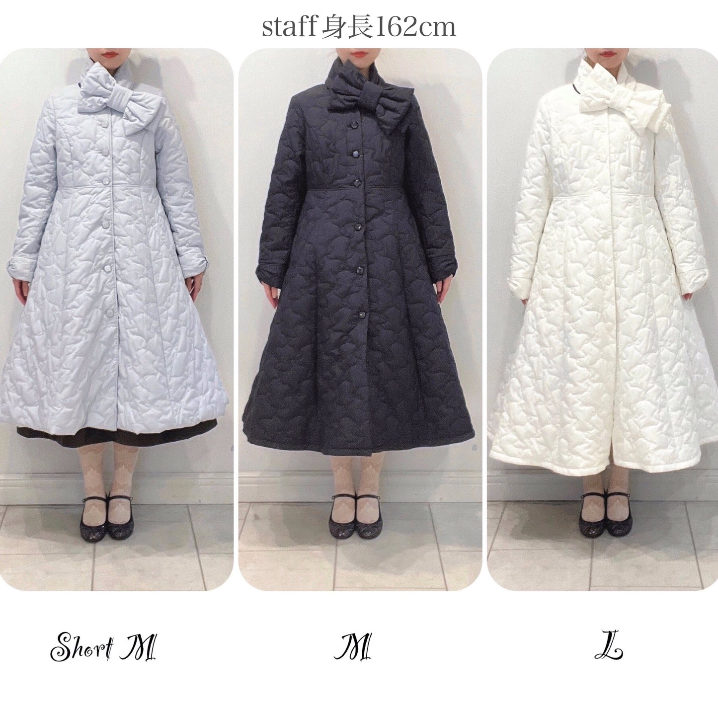 Ribbonキルティングロングコート