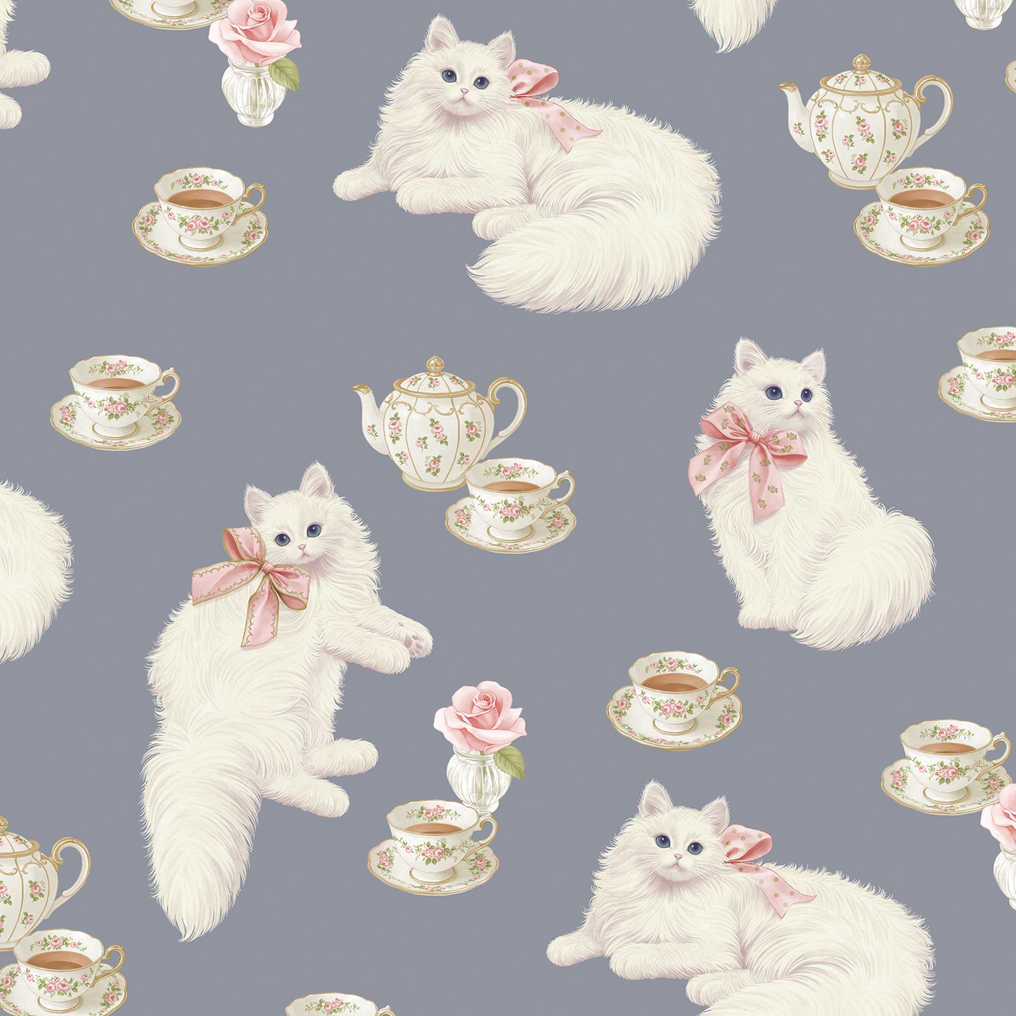 白猫のTea timeフリルカラーワンピース