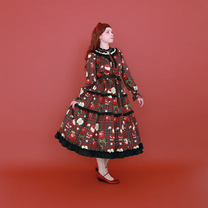 タータンRibbonAppleドレス(Tartan Ribbon Apple long dress)