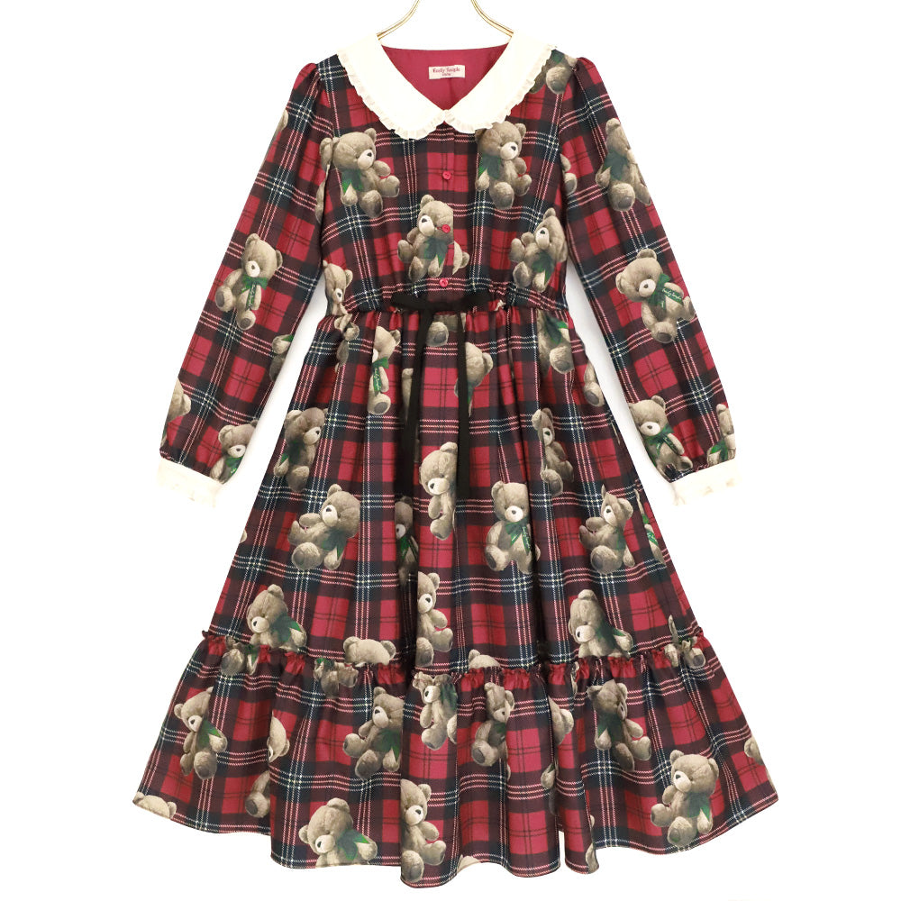 Teddy Bear Tartanワンピース (Teddy Bear Tartan dress)