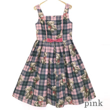 画像をギャラリービューアに読み込む, Teddy Bear Tartanノースリーブワンピース (Teddy Bear Tartan sleeveless dress)
