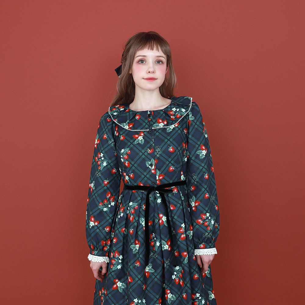 Strawberry Tartan ワンピース (Strawberry tartan dress)