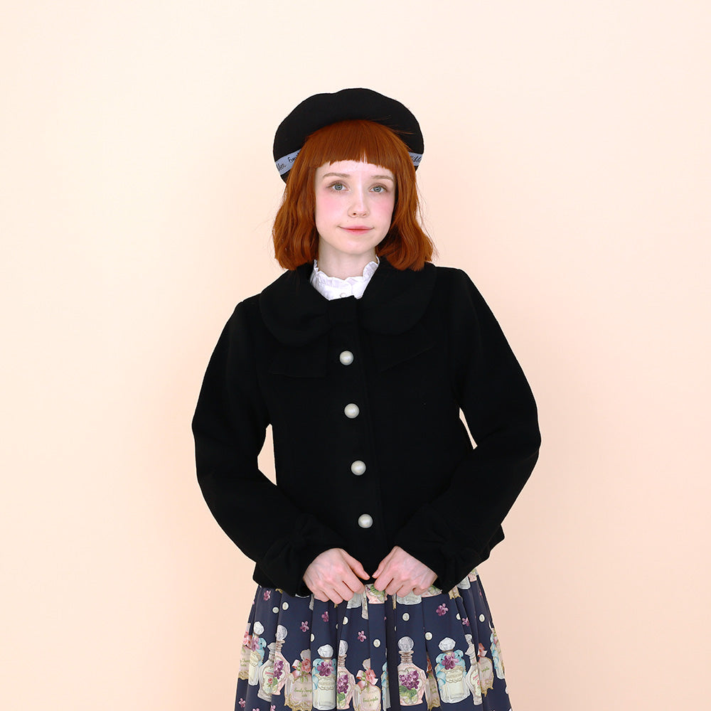 リボンカラーショートコート(Ribbon collar short coat)