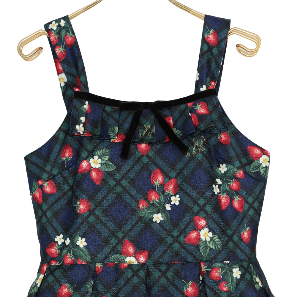 Strawberry Tartan ノースリーブワンピース(Strawberry tartan sleeveless dress)