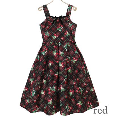Strawberry Tartan ノースリーブワンピース(Strawberry tartan sleeveless dress)
