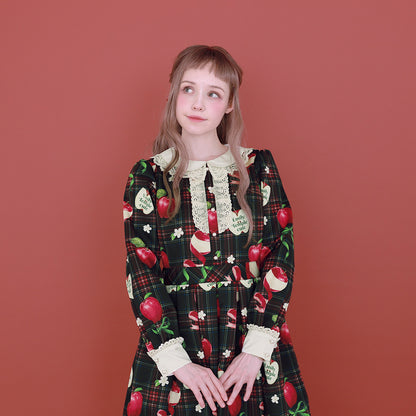 タータンRibbonAppleワンピース (Tartan Ribbon Apple dress)