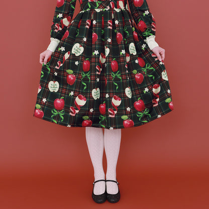 タータンRibbonAppleワンピース (Tartan Ribbon Apple dress)