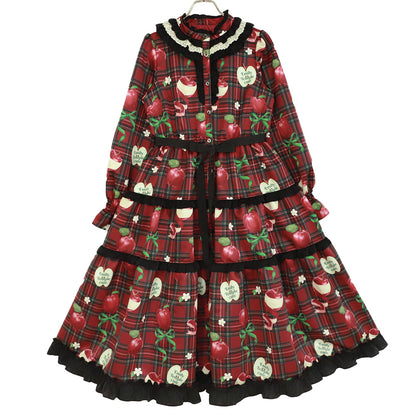 タータンRibbonAppleドレス(Tartan Ribbon Apple long dress)
