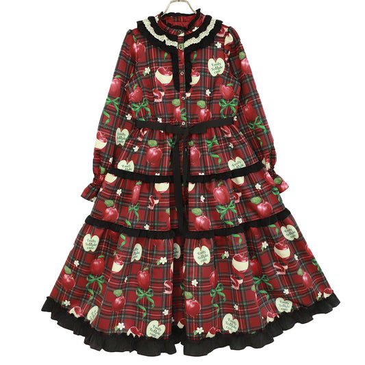 タータンRibbonAppleドレス(Tartan Ribbon Apple long dress)