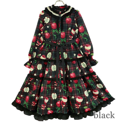 タータンRibbonAppleドレス(Tartan Ribbon Apple long dress)