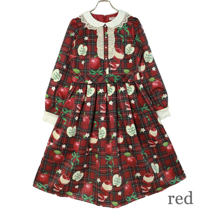 タータンRibbonAppleワンピース (Tartan Ribbon Apple dress)