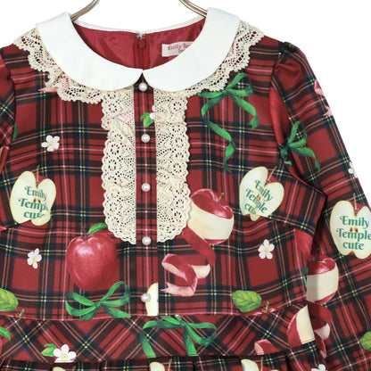 タータンRibbonAppleワンピース (Tartan Ribbon Apple dress)
