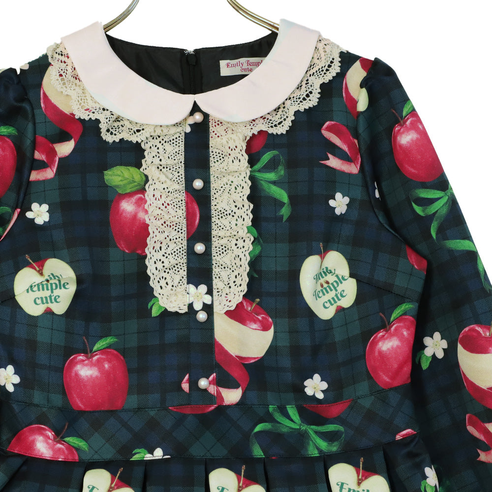 タータンRibbonAppleワンピース (Tartan Ribbon Apple dress)