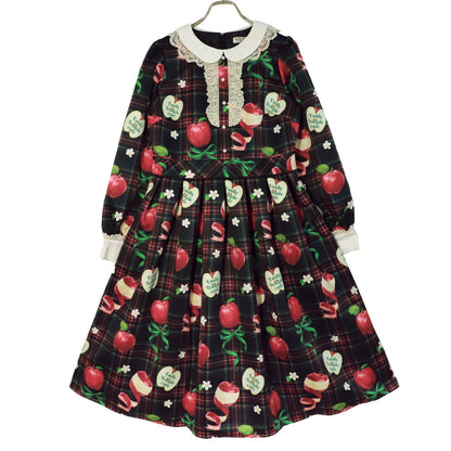 タータンRibbonAppleワンピース (Tartan Ribbon Apple dress)