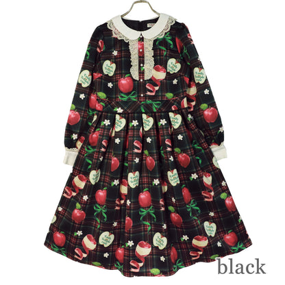 タータンRibbonAppleワンピース (Tartan Ribbon Apple dress)