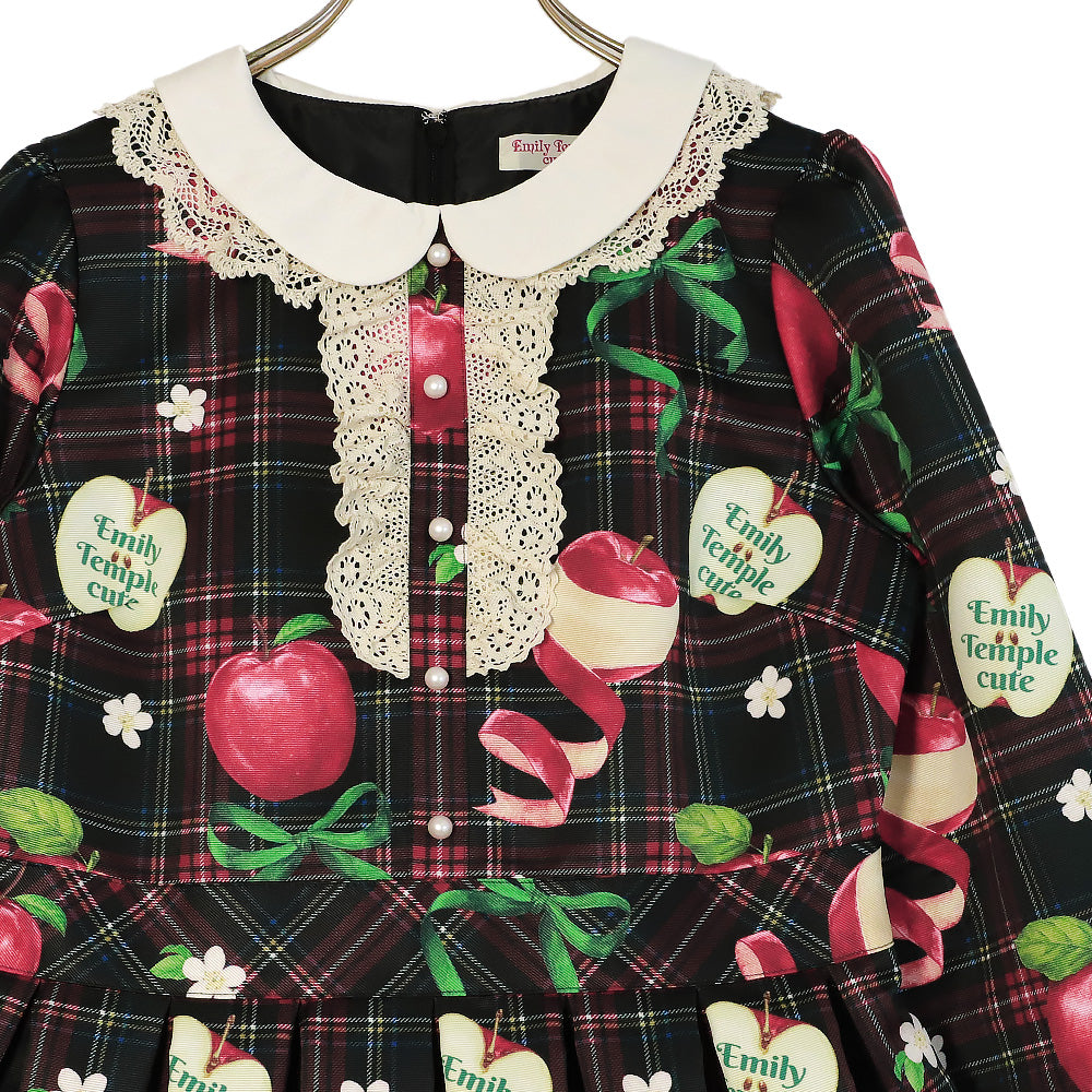 タータンRibbonAppleワンピース (Tartan Ribbon Apple dress)