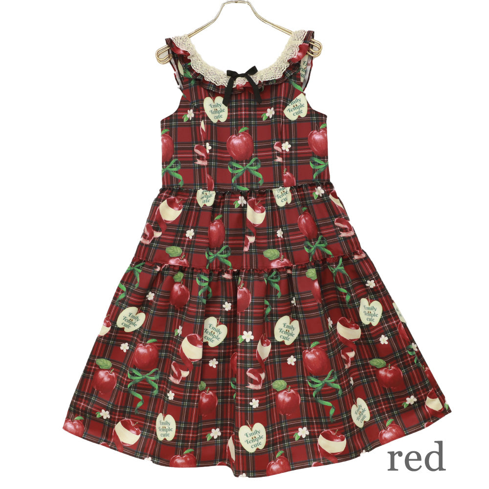 タータンRibbonAppleノースリーブワンピース (Tartan RibbonApple sleeveless dress)