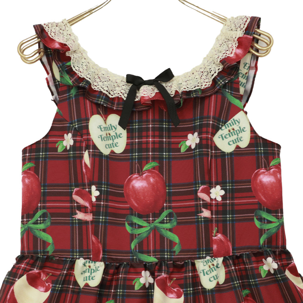 タータンRibbonAppleノースリーブワンピース (Tartan RibbonApple sleeveless dress)