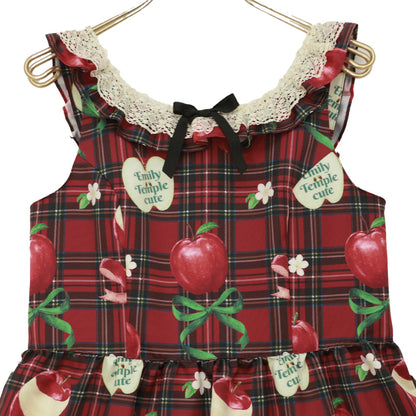 タータンRibbonAppleノースリーブワンピース (Tartan RibbonApple sleeveless dress)