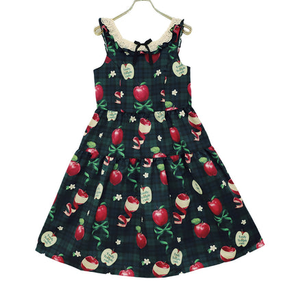 タータンRibbonAppleノースリーブワンピース (Tartan RibbonApple sleeveless dress)