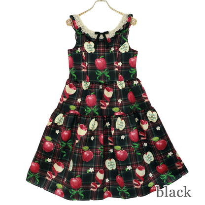 タータンRibbonAppleノースリーブワンピース (Tartan RibbonApple sleeveless dress)