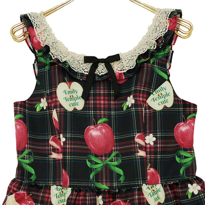 タータンRibbonAppleノースリーブワンピース (Tartan RibbonApple sleeveless dress)