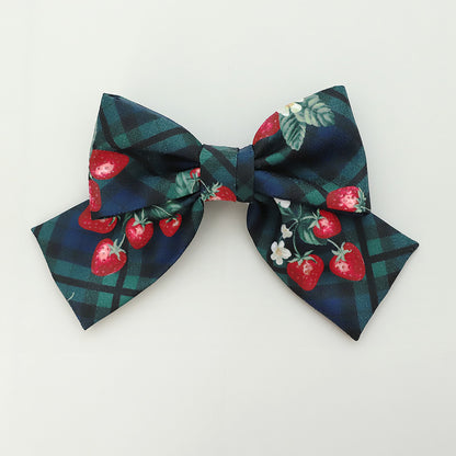 Strawberry Tartan バレッタ(Strawberry Tartan ribbon hair accessory)