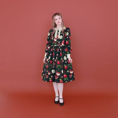 タータンRibbonAppleワンピース (Tartan Ribbon Apple dress)