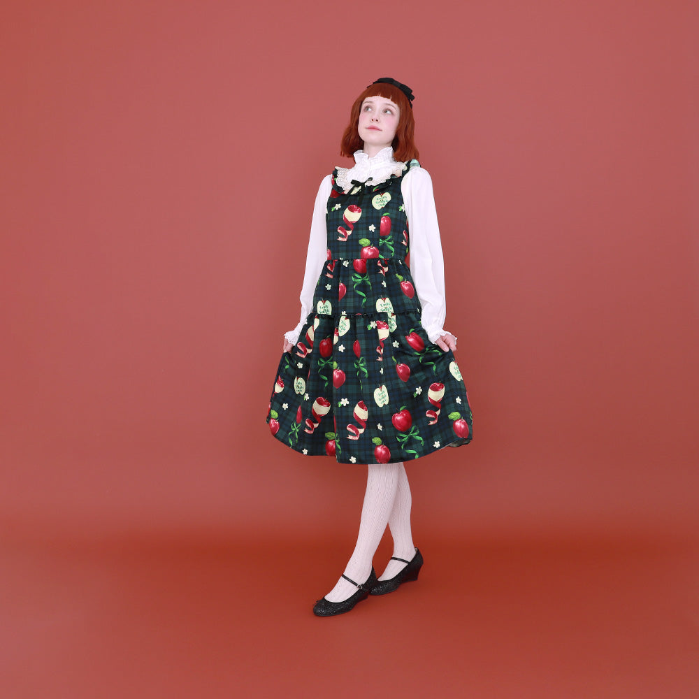 タータンRibbonAppleノースリーブワンピース (Tartan RibbonApple sleeveless dress)