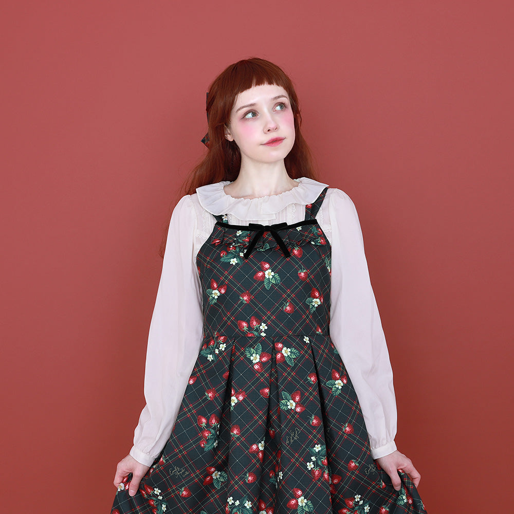 Strawberry Tartan ノースリーブワンピース(Strawberry tartan sleeveless dress)