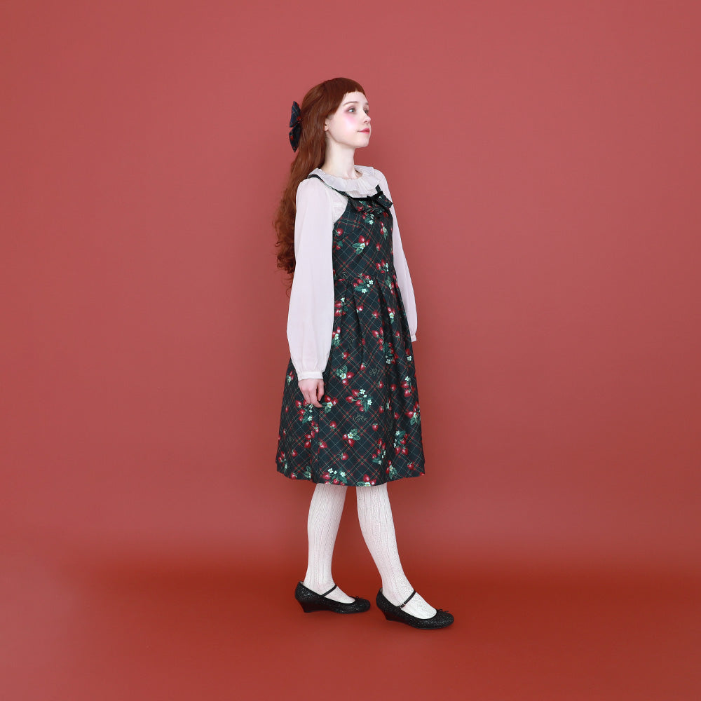 Strawberry Tartan ノースリーブワンピース(Strawberry tartan sleeveless dress)