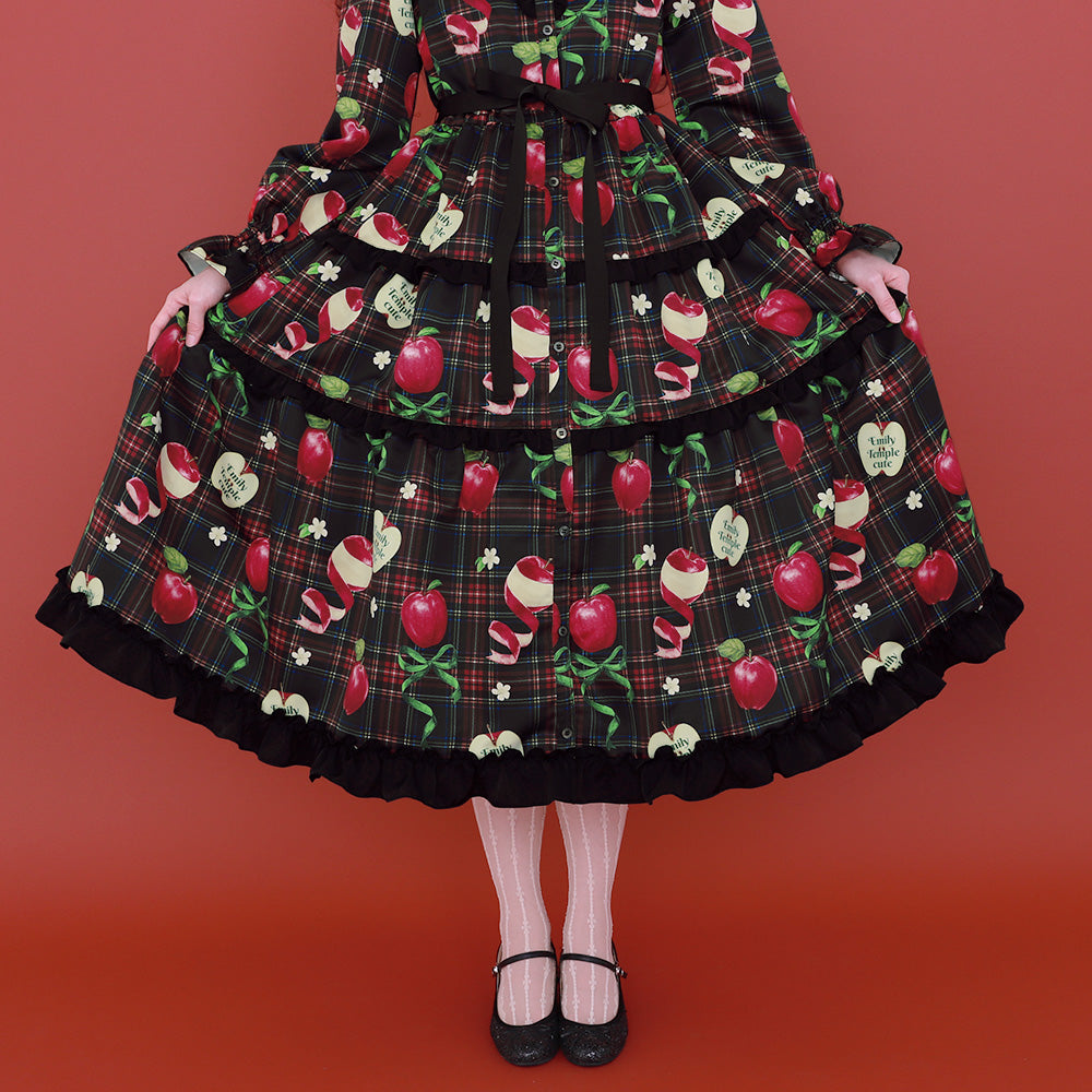 タータンRibbonAppleドレス(Tartan Ribbon Apple long dress)