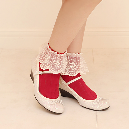 Melody lace crew socks
