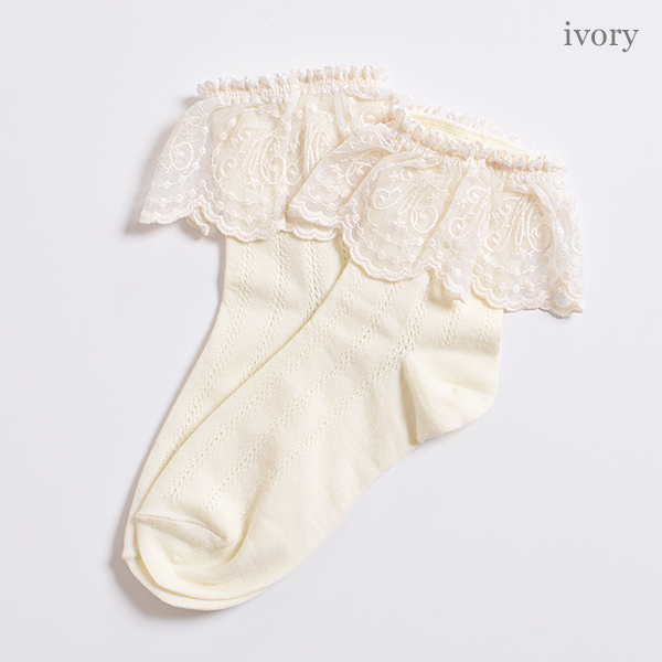 Melody lace crew socks