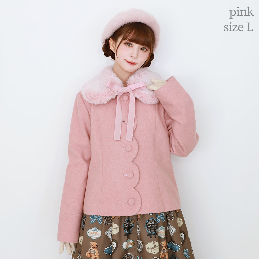 ファーティペットスカラップショートコート-Melody BasKet