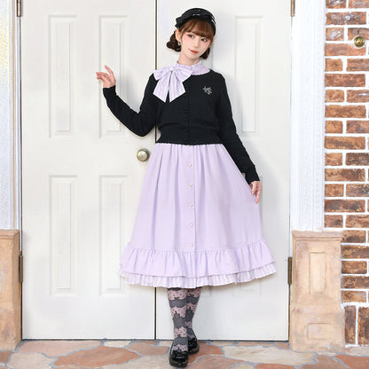 Logo embroidery cotton knit cardigan